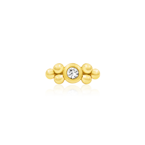 Bezel-Set CZ Double Tri-Bead