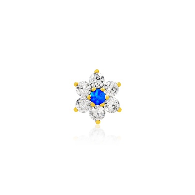 送料無料 ギフト Gold Flower with CZ Stones and Blue Opal – Junipurr Jewelry アクセサリー