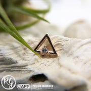 Gold Triangle with CZ stone - Rose Gold