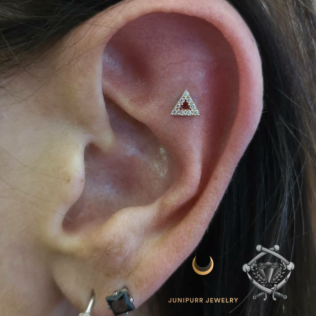 Gold Triangle with CZ stones