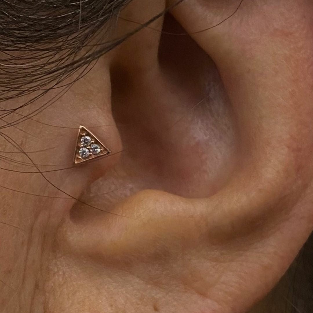 Gold Triangle with 3 CZ stones – Junipurr Jewelry