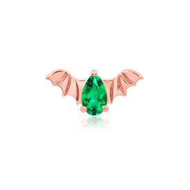 Bat with Emerald CZ - Rose Gold