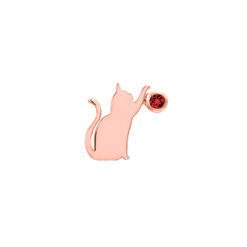 Cat/Laser with Garnet CZ - Rose Gold