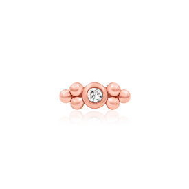 Bezel-Set CZ Double Tri-Bead - Rose Gold